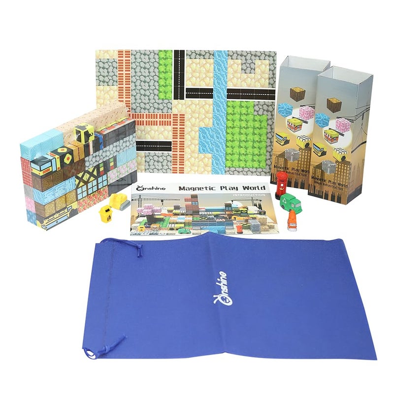 Knick Knack Magnetic Play World Building Blocks - Urban Infrastructure Set with 106 Pieces for Kids Ages 3+ - Image 4